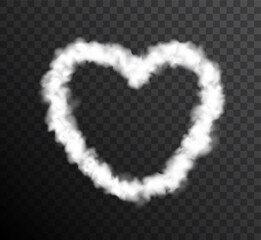 Heart cloud shape vector background transparent air effect illustration smoke heart airplane trail