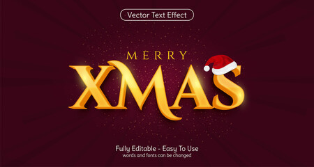 Creative 3d text Merry Xmas editable style effect template