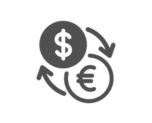 Currency exchange icon. Dollar to Euro money sign. Convert currency symbol. Classic flat style. Quality design element. Simple currency exchange icon. Vector