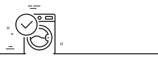 Washing machine line icon. Wash laundry sign. Washable cleaner symbol. Minimal line illustration background. Washing machine line icon pattern banner. White web template concept. Vector