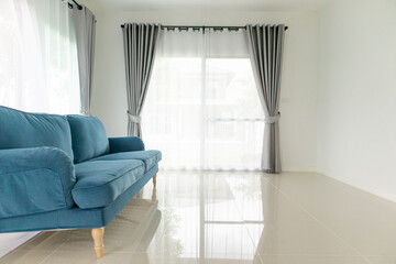 Blue sofa in living room interior home background