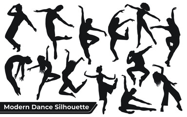 Collection of Woman Modern dance silhouettes in different poses