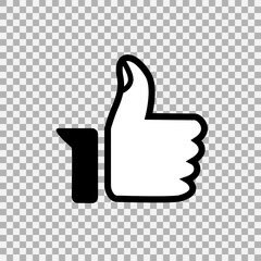 Thumbs up icon transparent background style. thumb up like symbol. Thumb up vector logo icon. Like simple isolated sign symbol. Best, line, Thumbs up.