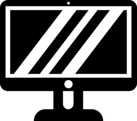 Computer monitor display icon, black silhouette. Highlighted on a white background. Vector illustration. A series of business icons.