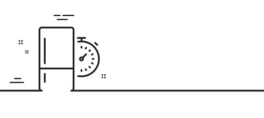 Refrigerator timer line icon. Fridge time sign. Freezer storage symbol. Minimal line illustration background. Refrigerator timer line icon pattern banner. White web template concept. Vector