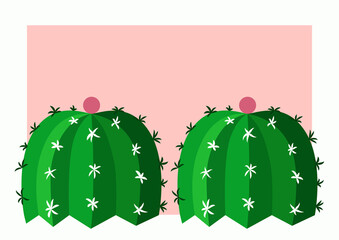 Poster depicting a green cactus with a hint of boobs on a pink background.