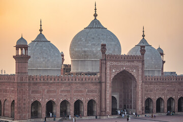 Fototapeta na wymiar The Badshahi Mosque, Mughal-era congregational mosque in Lahore, capital of the Pakistani province of Punjab, Pakistan