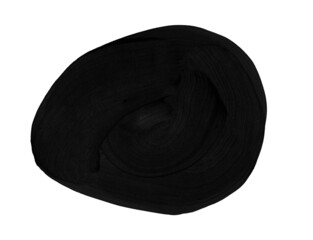 Trazo de pincel, mancha aislada sobre fondo blanco casi redonda. Trazo abstracto fluido con pintura acrílica negra. Trazo de pincel acuarela, negro. Textura de pincel y pintura dibujada a mano.