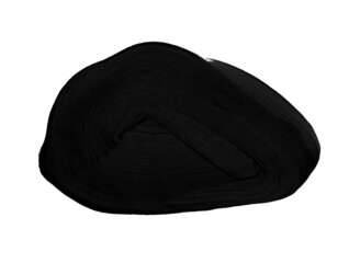 Trazo de pincel, mancha aislada sobre fondo blanco en forma redondeada. Trazo abstracto fluido con pintura acrílica negra. Trazo de pincel acuarela, negro. Textura de pincel y pintura dibujada a mano