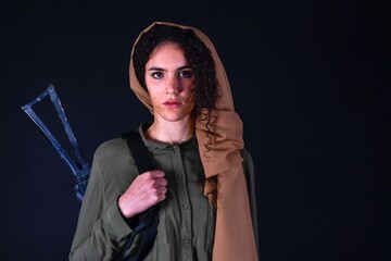 Portrait of a Kurdish guerilla girl.