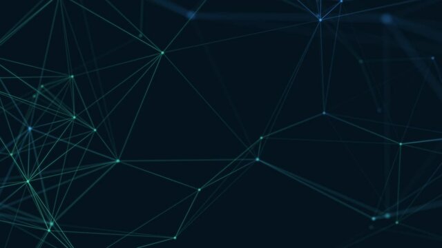 Communication and technology network concept with moving lines and dots. Abstract connected dots and lines on dark background.