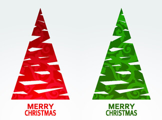 christmas tree stylized red green symbol set