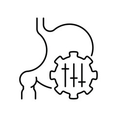 Symptoms of stomach problems (settings for the normal functioning of the stomach). Line icon concept