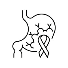 Symptoms of stomach problems (Cancer). Line icon concept