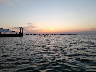 View of the Black Sea with sunset in summer.