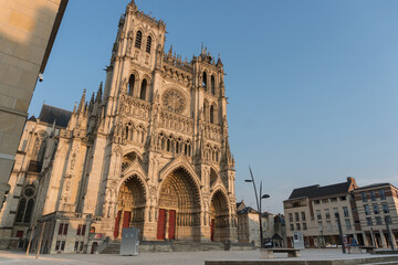 Fototapeta na wymiar Cathedral of Amiens France at sunset