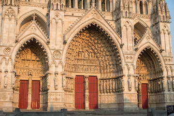 Cathedral of Amiens France at sunset