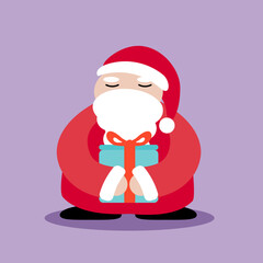 santa claus postcard with gifts