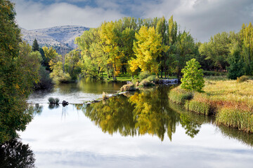 Duero river in Soria city, Soria, Castille and Leon community. Spain