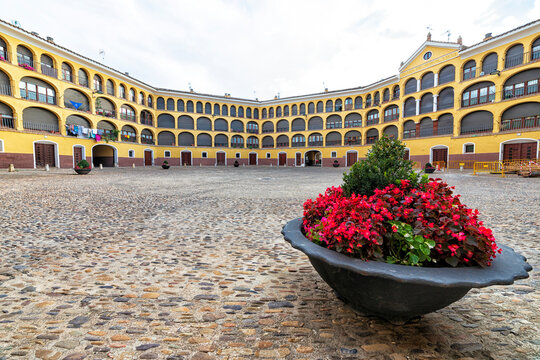 Old bullring converted into housing called Plaza de Toros Vieja in Tarazona , Saragossa, Spain