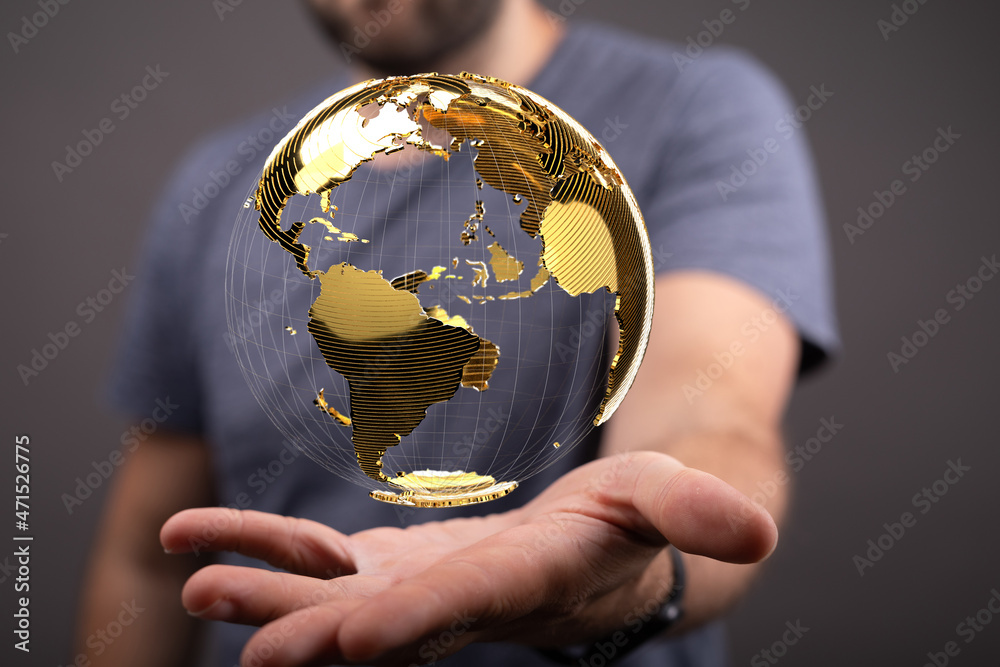 Poster Global world network and telecommunication on earth and IoT. Elements
