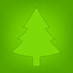 
Vector illustration, Christmas tree in paper style. On a green background. New Year