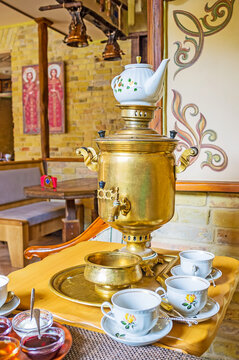 The Russian Tea Ceremony With Samovar, Kyiv, Ukraine