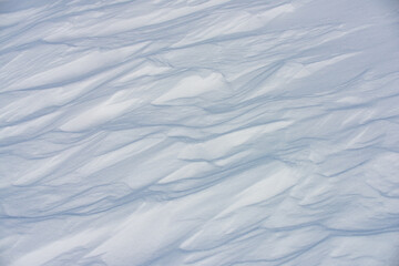 Snow background with copy space for text. Snowy winter pattern with frozy texture.