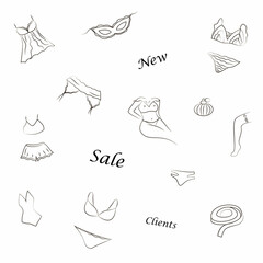 Silhouette of a woman. Pictures for the store. Women's underwear. Lacy lingerie. Sexy lingerie. Vector