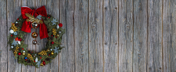 Festive Christmas wreath, decoration for the New Year