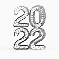 Obraz premium year 2022 in numbers 3d modern