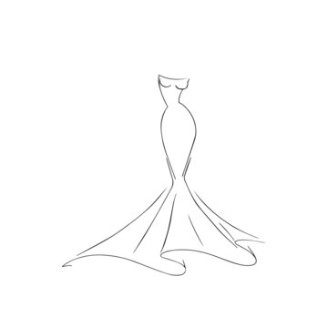 Beginning sketch of bridal gown