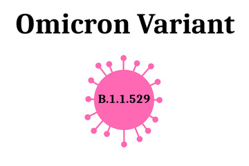 Covid Omicron variant B.1.1.529 variant isolated on a white background