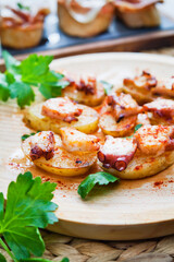 Pulpo a la gallega con patatas -  Spanish traditional dish from Gallicia -  octopus with potatoes.
