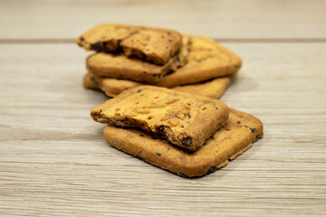 Traditional homemade chocolate  biscuit. Typical cookie for afternoon coffee or tea