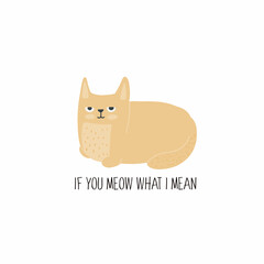 Cute cat looks. Doodle style.