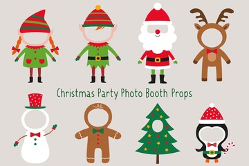 Christmas and New Year vector party props - obrazy, fototapety, plakaty