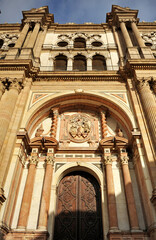 Santa Iglesia Catedral Basílica de la Encarnación, catedral de Málaga, Andalucía España. Puerta principal de la catedral de Málaga