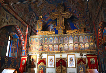 Fototapeta na wymiar Interior of Trinity Church in Old Town of Budva, Montenegro