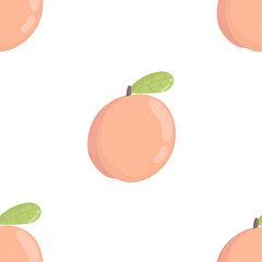 pink peach seamless pattern. fresh fruit background. Apricot endless background, texture. Fruits backdrop