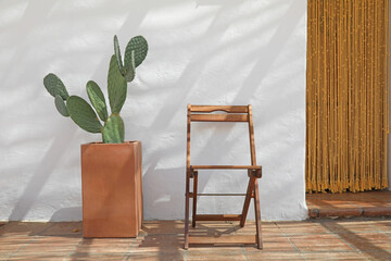 silla y cactus  con puerta amarilla fachada de casa blanca almería cabo de gata nijar 4M0A5549-as21