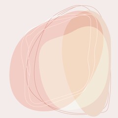 Square delicate pastel beige and pink background with abstract shapes and lines.