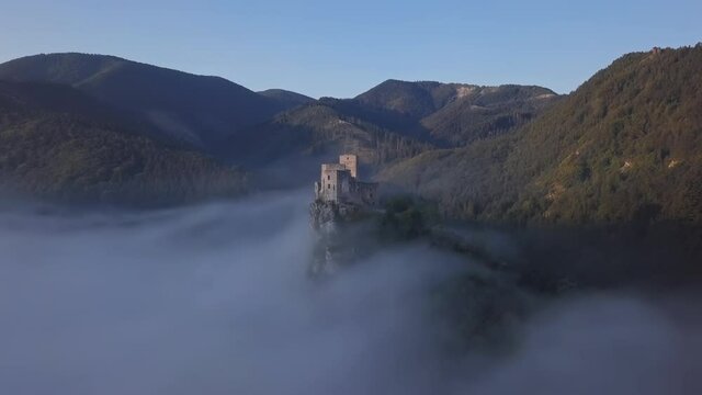 Flying around Strecno castle, Slovakia.