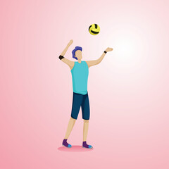 this is an illustration of a person serving in volleyball, suitable as a complementary design element to your design with a sports theme, especially volleyball or something else.