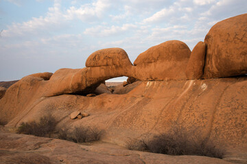 Beautiful landscape in Damaraland. Natural stone arch, no people. Namibia