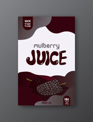  Mulberry juice label template Abstract modern vector packaging design layout Isolated
