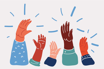 Vector illustration of huan hands up