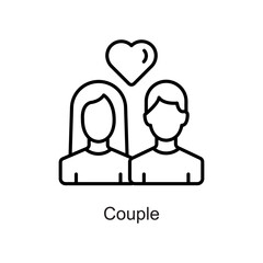 Couple vector outline Icon. Pixel Perfect. For Mobile and Web. stock illustration