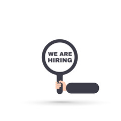 We are hiring with magnifier illustration
