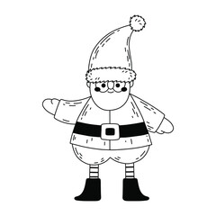Doodle Santa Claus isolated on white background. Cute cartoon Santa character sketch.